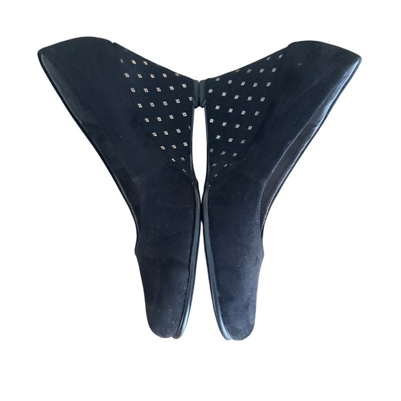 Suede Aerosoles Plum Tree Black Dot Wedge Dress Shoes Size 8.5 Studded Detail - Picture 3 of 7